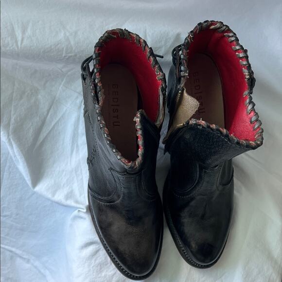 NWOB BED|STU Bia Black Leather Ankle Boots Size 9.5 - Picture 3 of 8